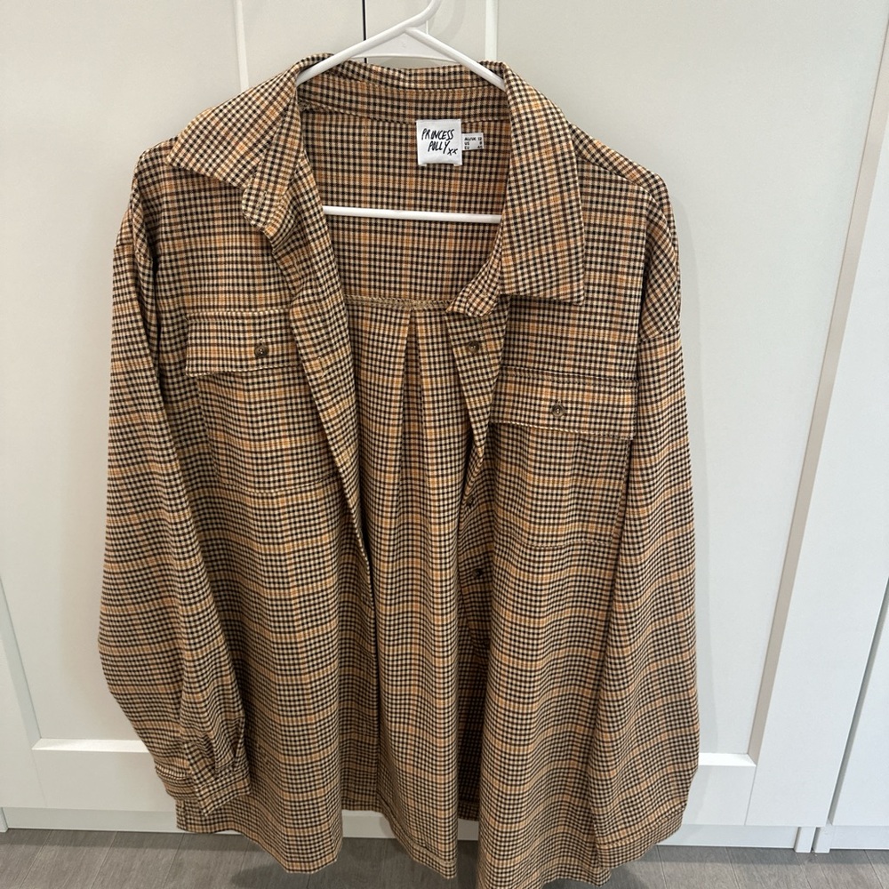 Princess Polly Tan Plaid Shirt Jacket